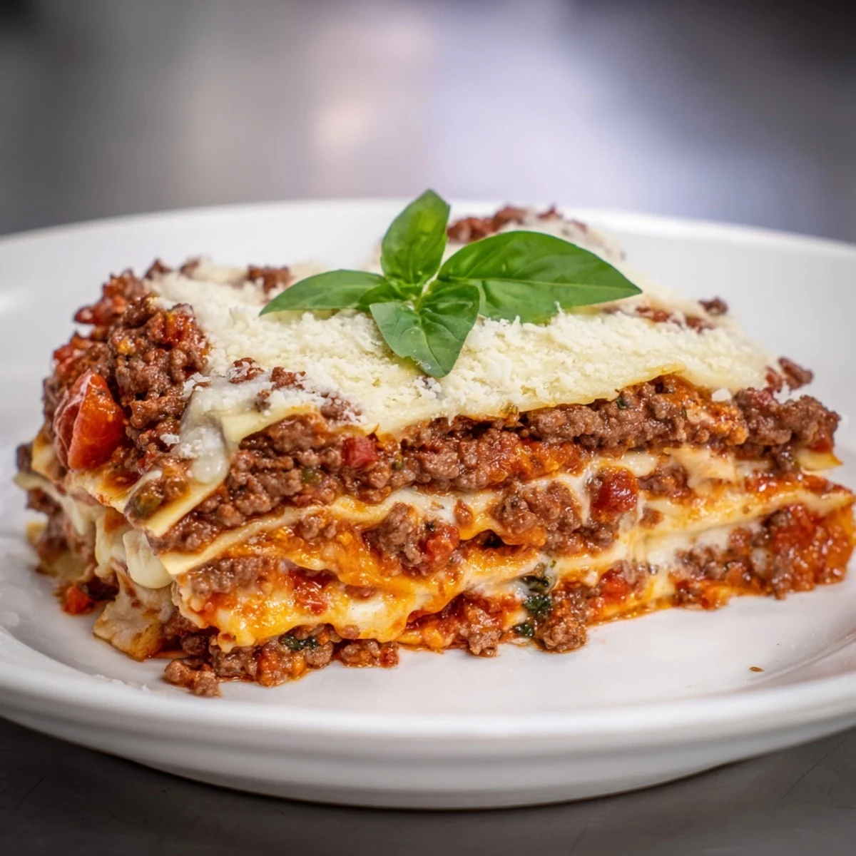 Classic beef lasagna with sauce