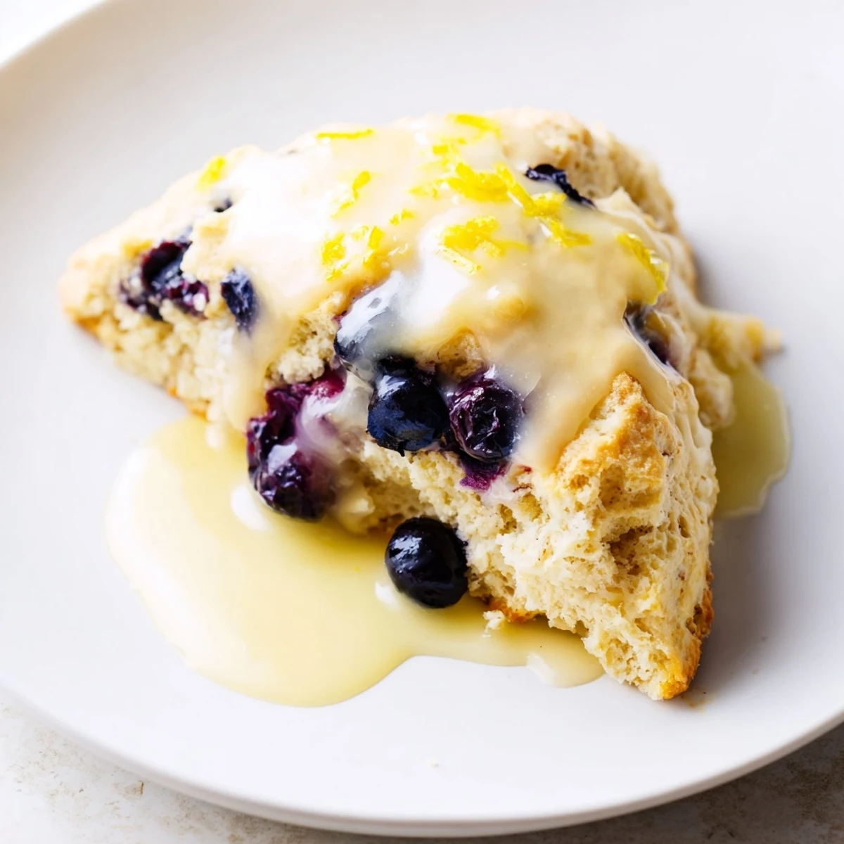 Fresh blueberries burst through golden-brown Lemon Blueberry Scones, a delectable pastry ideal for tea time.
