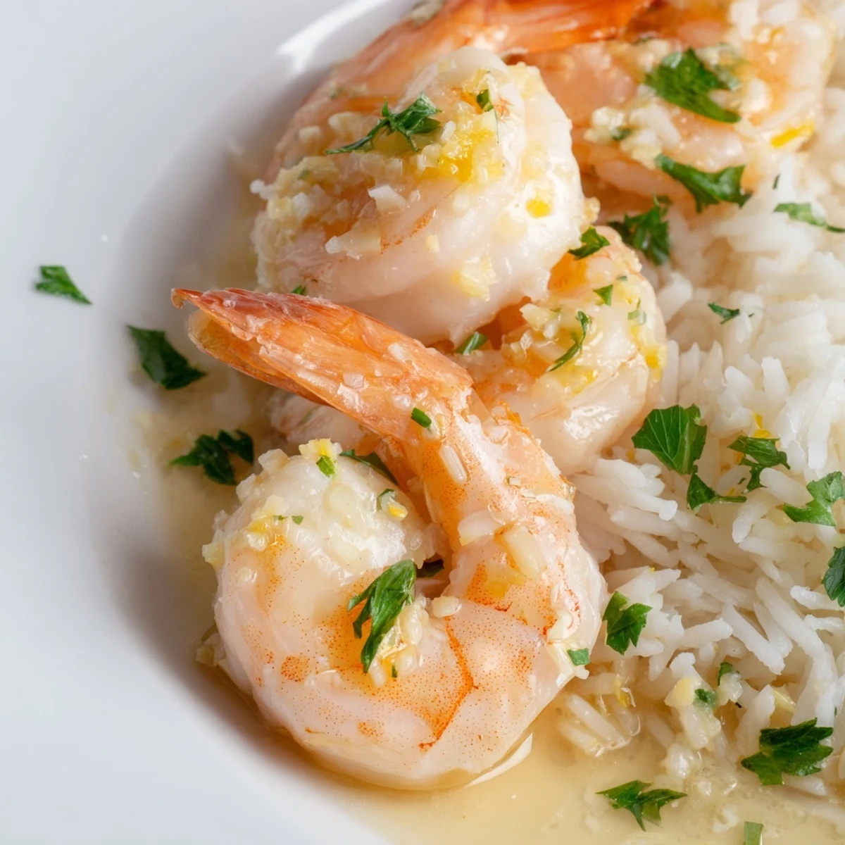Bright and zesty Lemon Garlic Shrimp skillet, bubbling with buttery garlic sauce for dinner.