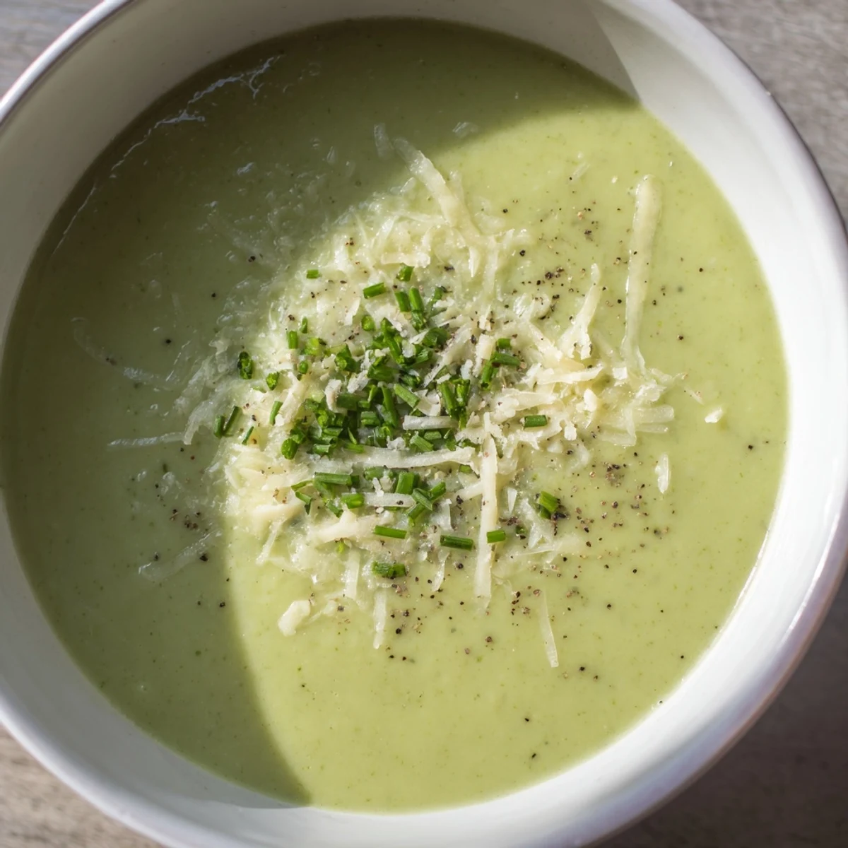 Homemade Creamy Broccoli Soup in a rustic pot, topped with fresh parsley for a comforting meal.
