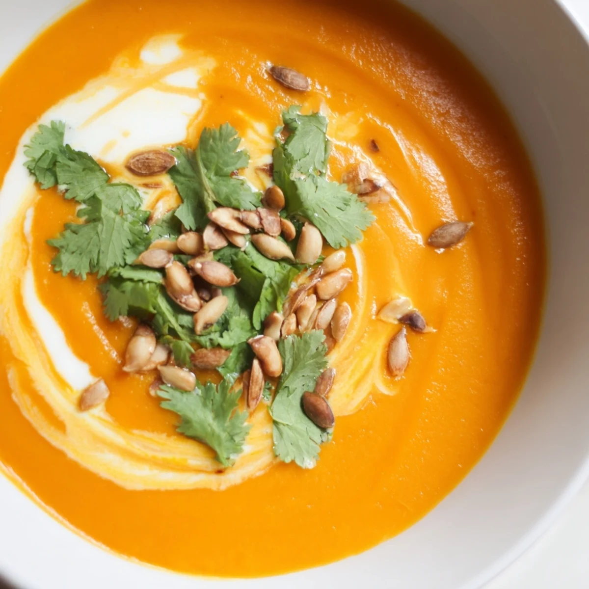 Velvety Roasted Carrot and Ginger Soup with Coconut Milk, featuring golden caramelized carrots and a dash of fresh lime zest.