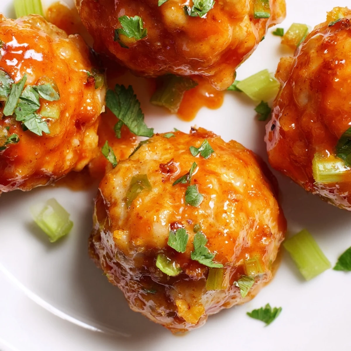 Freshly baked Touchdown Buffalo Chicken Meatballs cooling on a wire rack, highlighting their juicy texture before they are coated in sauce.