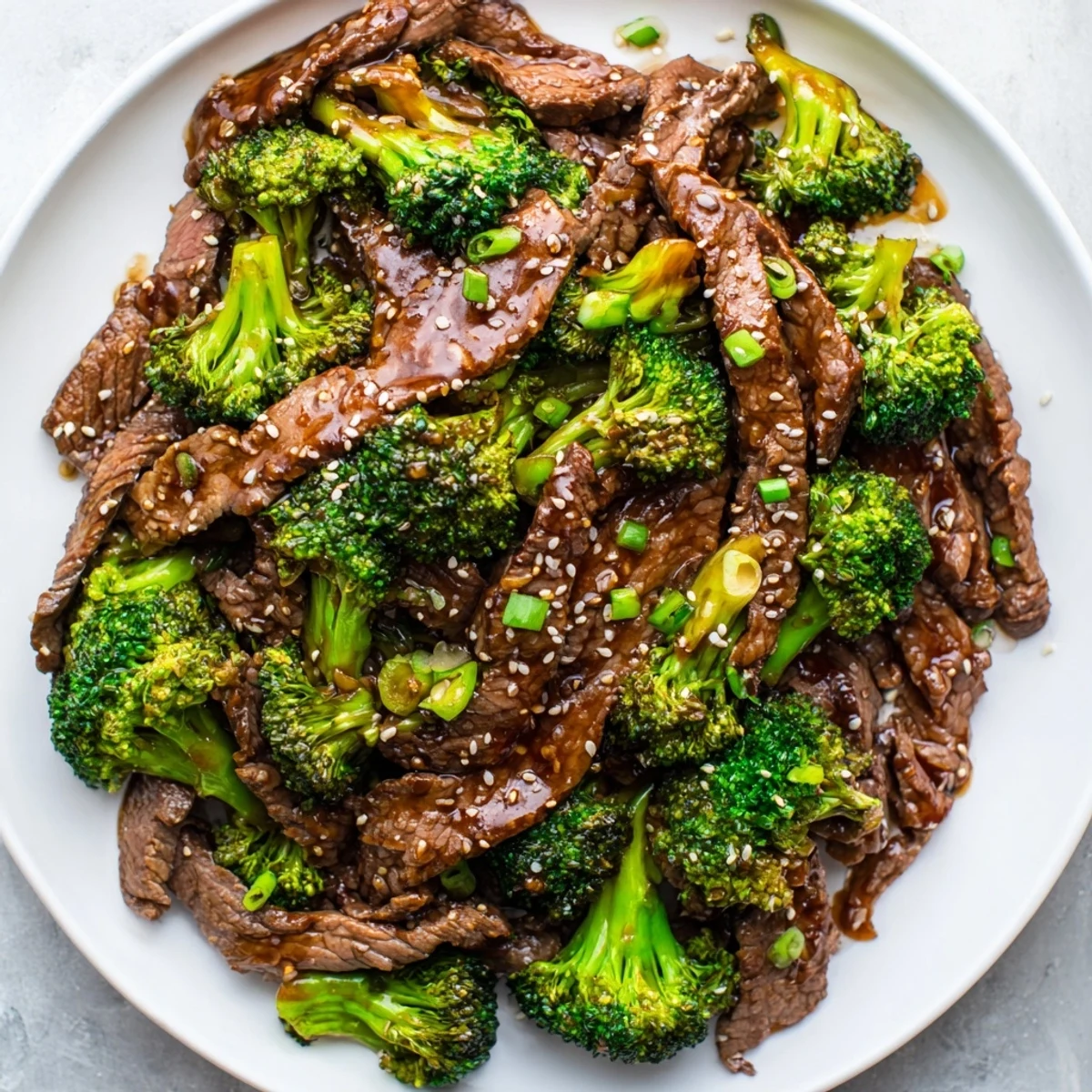 Tender beef strips and bright green broccoli florets glisten with a savory soy sauce glaze in this Beef and Broccoli with Soy Sauce Glaze.