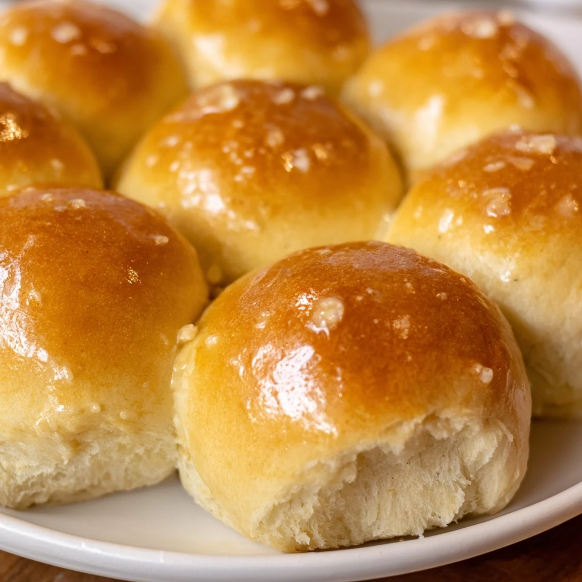 Close-up of perfectly risen Best Vegan Dinner Rolls showcasing their airy texture and buttery-tasting golden tops, ideal for a cozy American family meal.