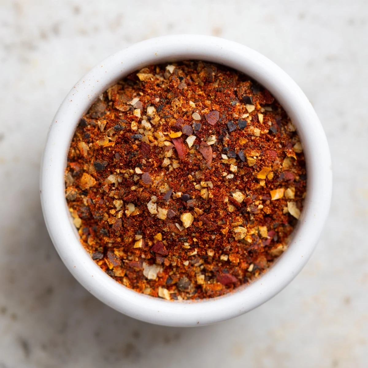 A bowl of Easy Homemade Taco Seasoning Mix surrounded by fresh spices like cumin and paprika, perfect for homemade burritos and fajitas.