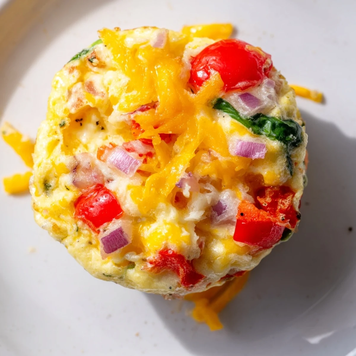 Golden-brown Best Frittata Egg Muffins with melted cheese and sautéed vegetables fresh from the oven.