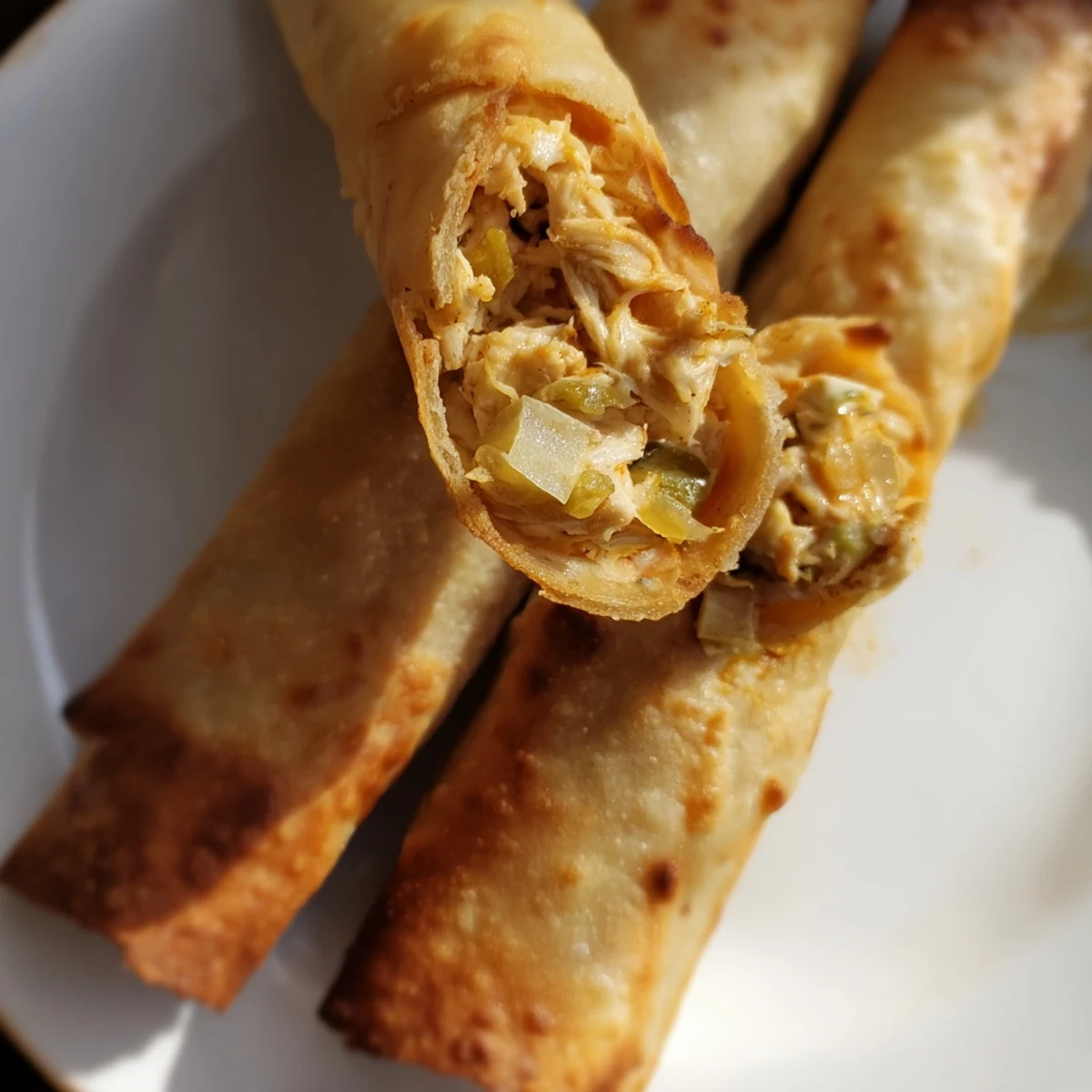 Twelve Dill Pickle Ranch Chicken Taquitos arranged on a platter with a side of dipping sauce.
