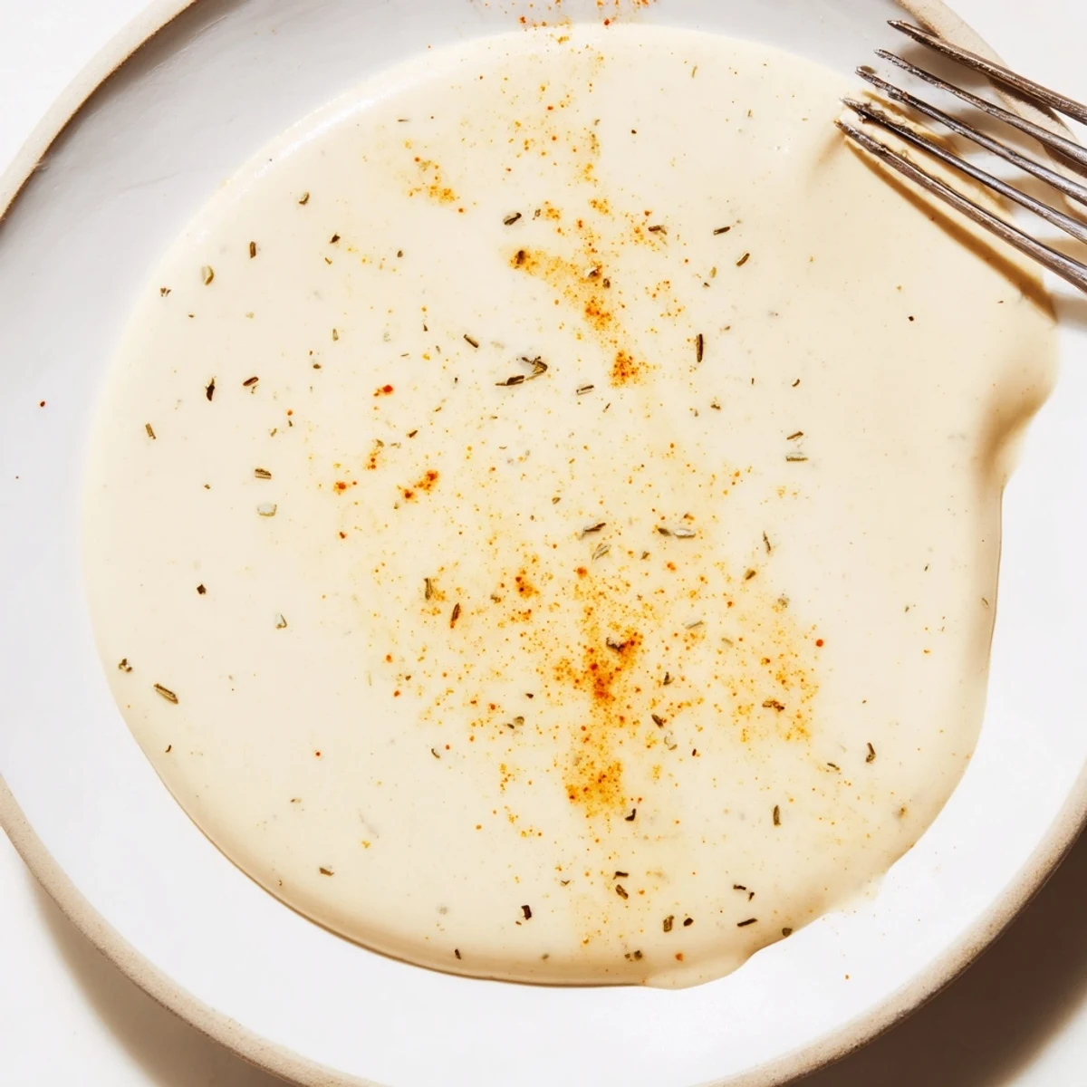 A white bowl holds the vibrant Hot Honey Ranch Crispy Chicken Tenders Sauce beside stacked crispy tenders for a tasty dip.