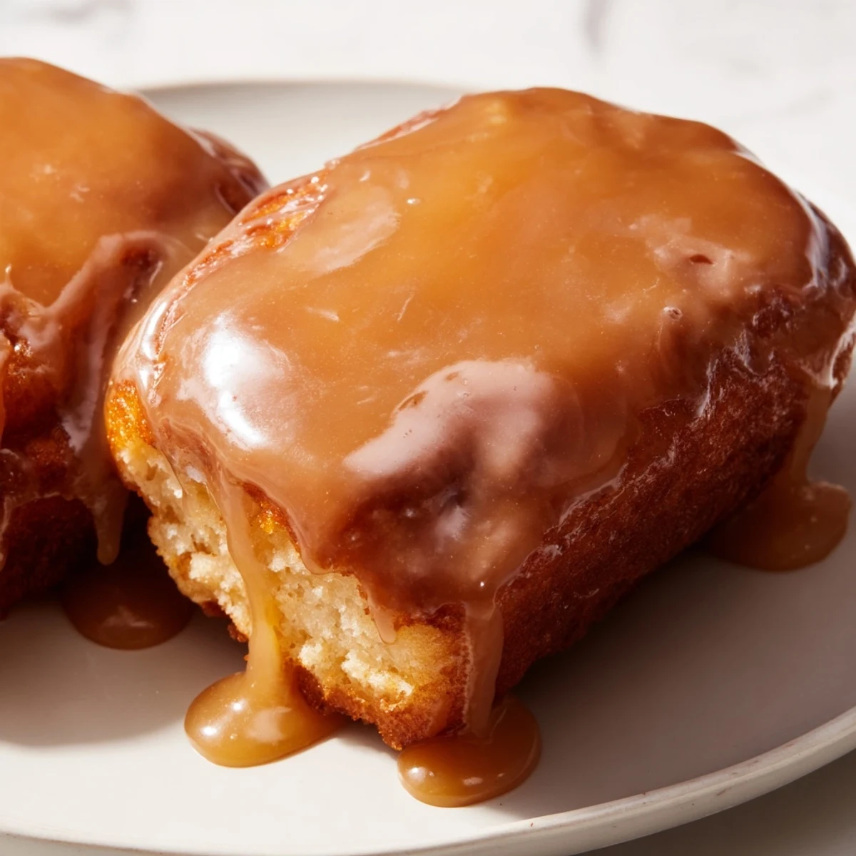 Warm Maple Donut Bars on a plate with a cup of coffee, ideal for breakfast.