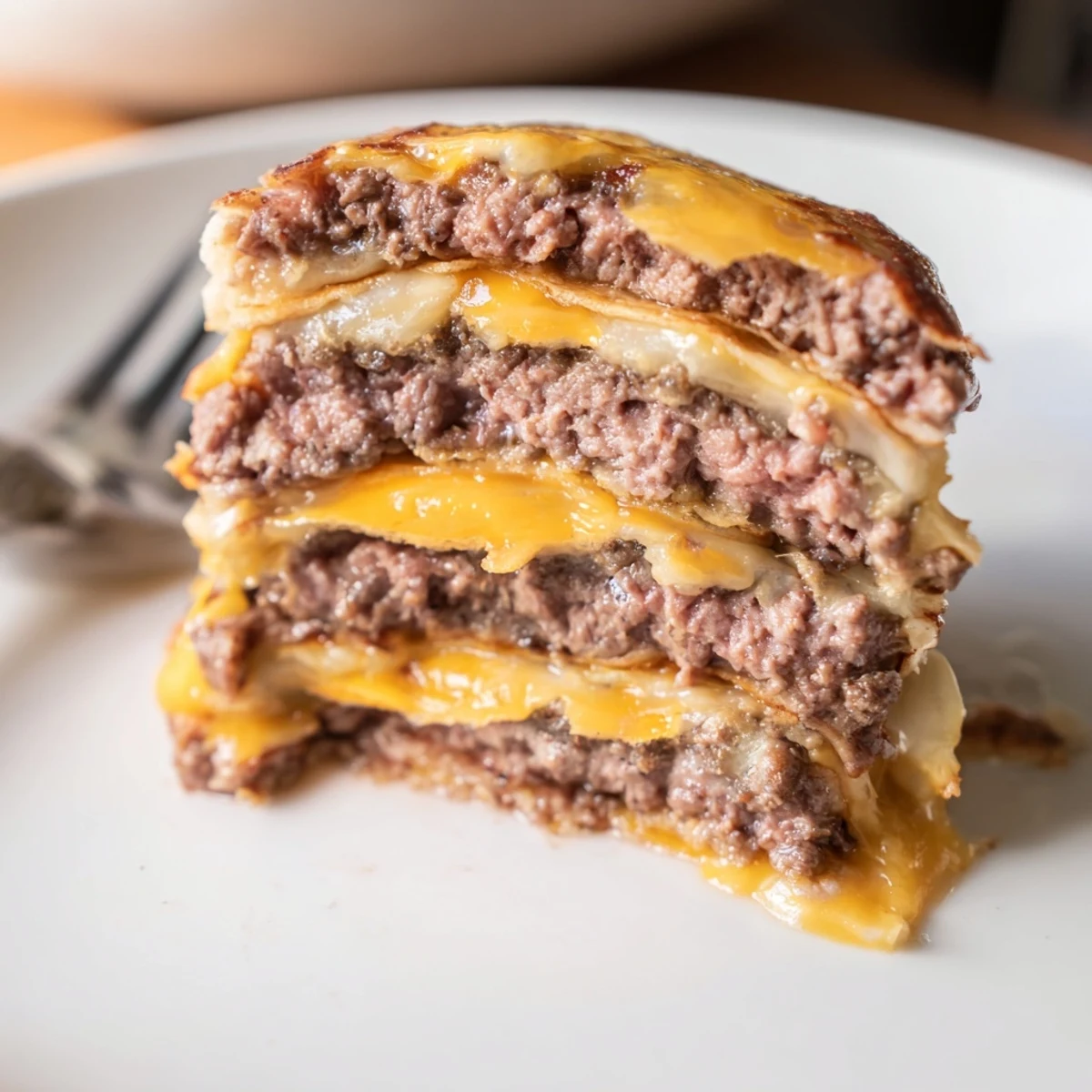 Thick juicy Flying Dutchman Burger patties stacked with melted American cheese and topped with crisp lettuce and grilled onions.