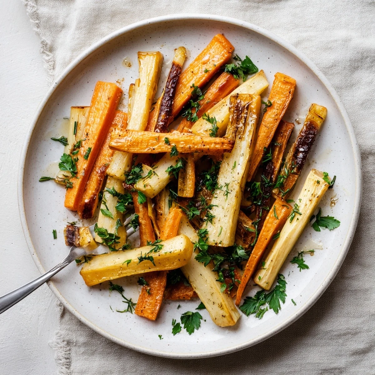Vibrant carrots and parsnips with tarragon and honey glaze, perfect alongside roast chicken or pork.