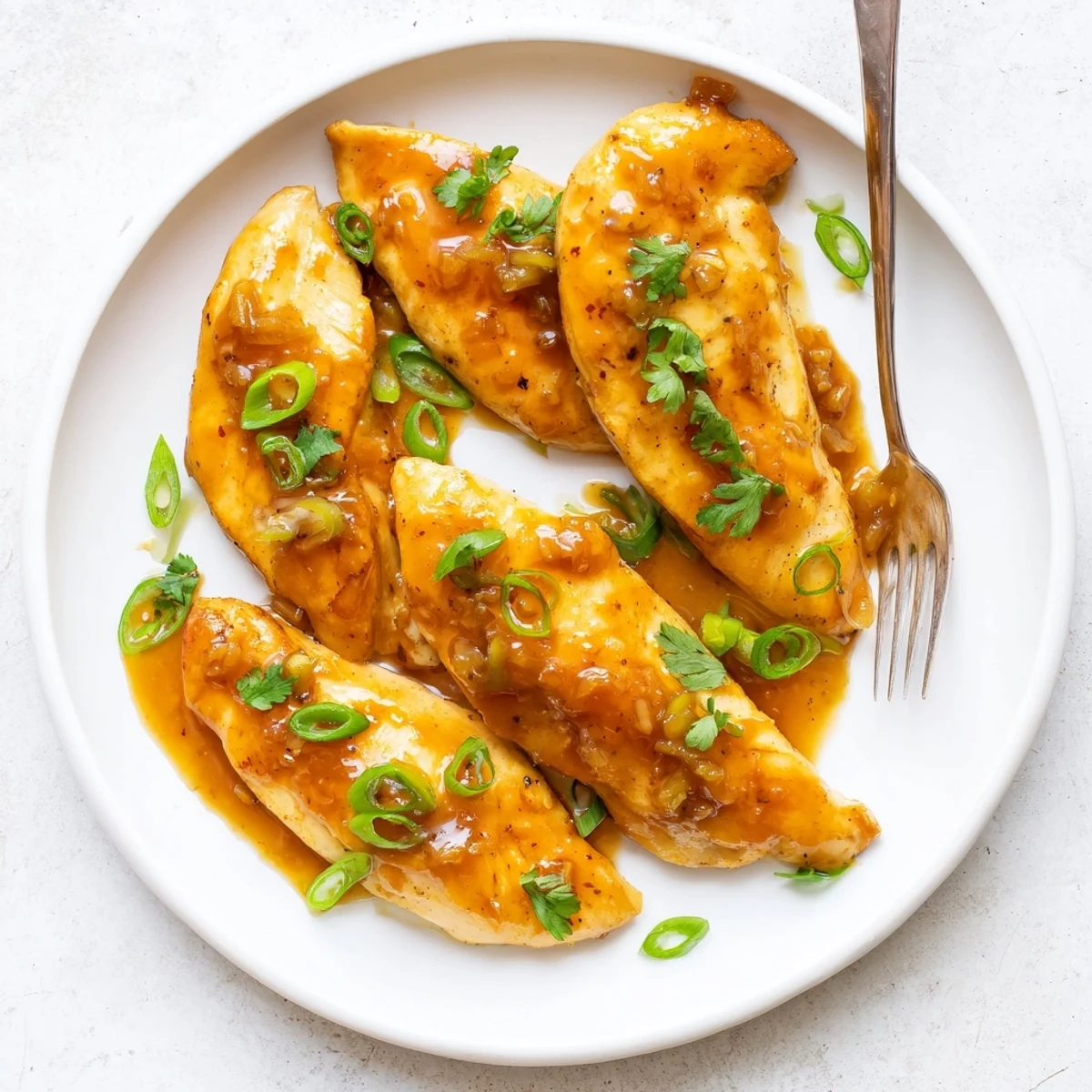 Golden-baked Classic Apricot Chicken resting beside fluffy white rice, with a drizzle of tangy apricot glaze visible.