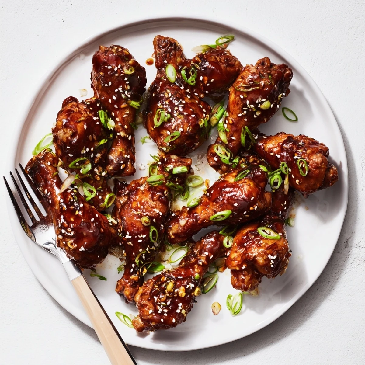 Fall-off-the-bone slow cooker Asian glazed chicken drumsticks brushed with thickened savory sweet glaze