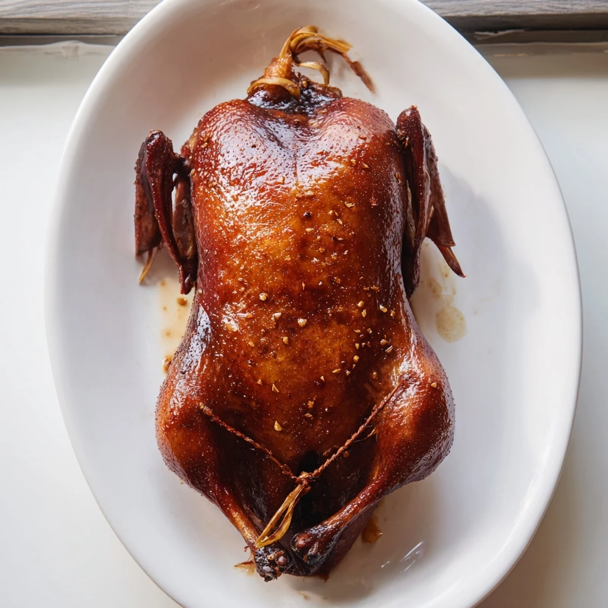 Tender five spice roasted duck carved into slices revealing juicy seasoned meat