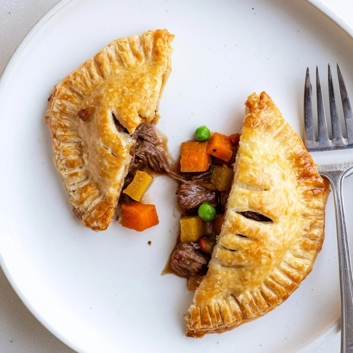 Baked Irish beef hand pies showing golden pastry with steam vents and hearty filling