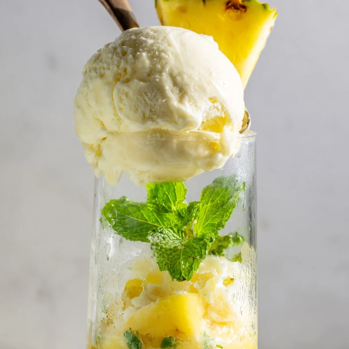 Tropical Paradise Rebel Float featuring creamy coconut fruit base topped with vegan vanilla ice cream and bubbly soda