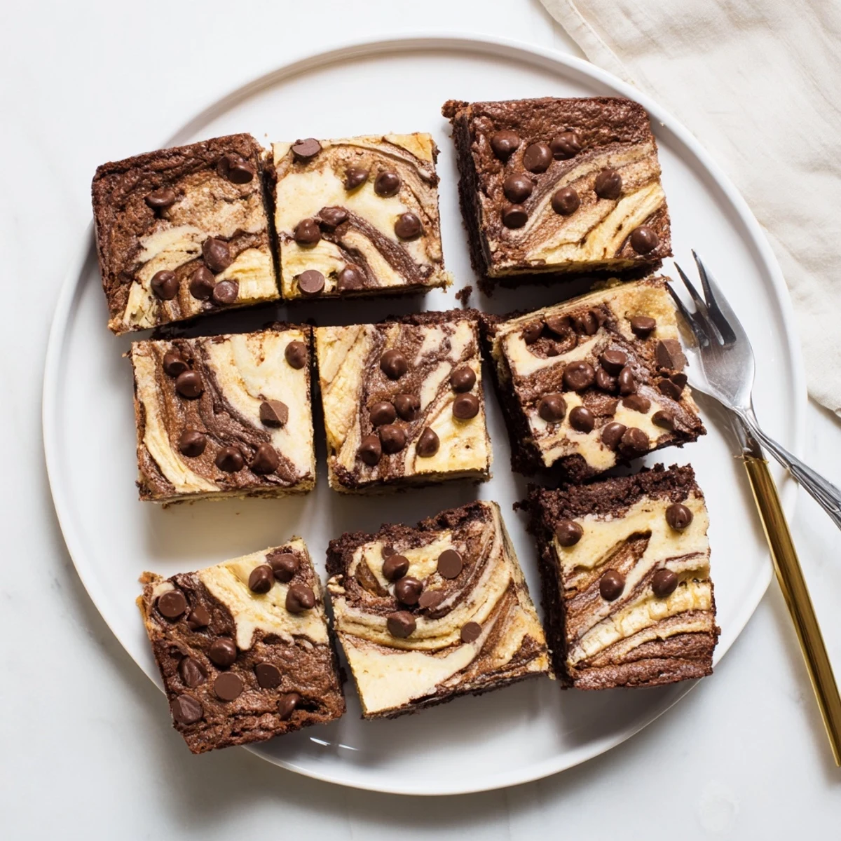 Decadent marble dessert bars featuring moist banana bread swirled with rich chocolate brownie batter