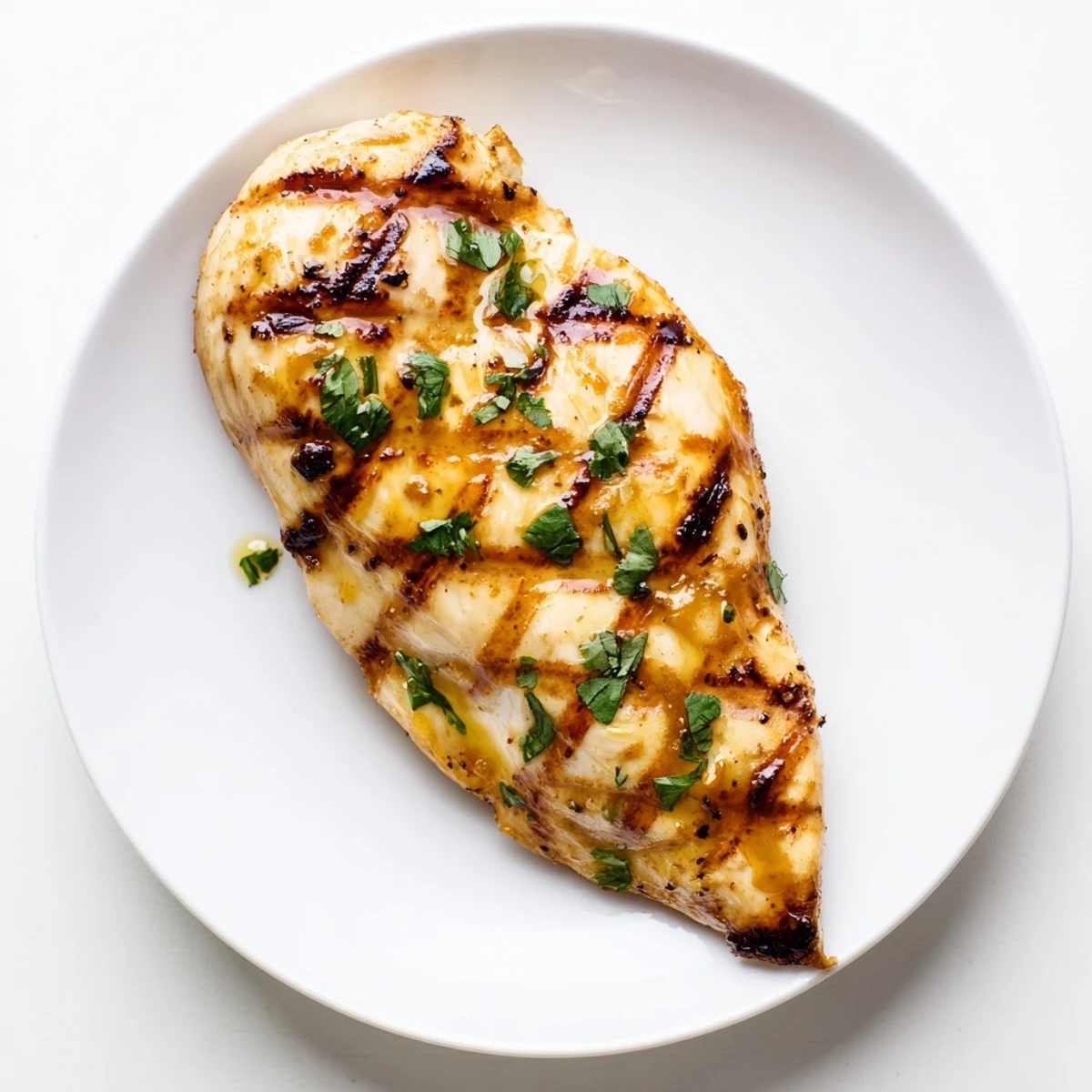 Tender Key West grilled chicken plated with grilled vegetables showing caramelized edges and fresh herb topping