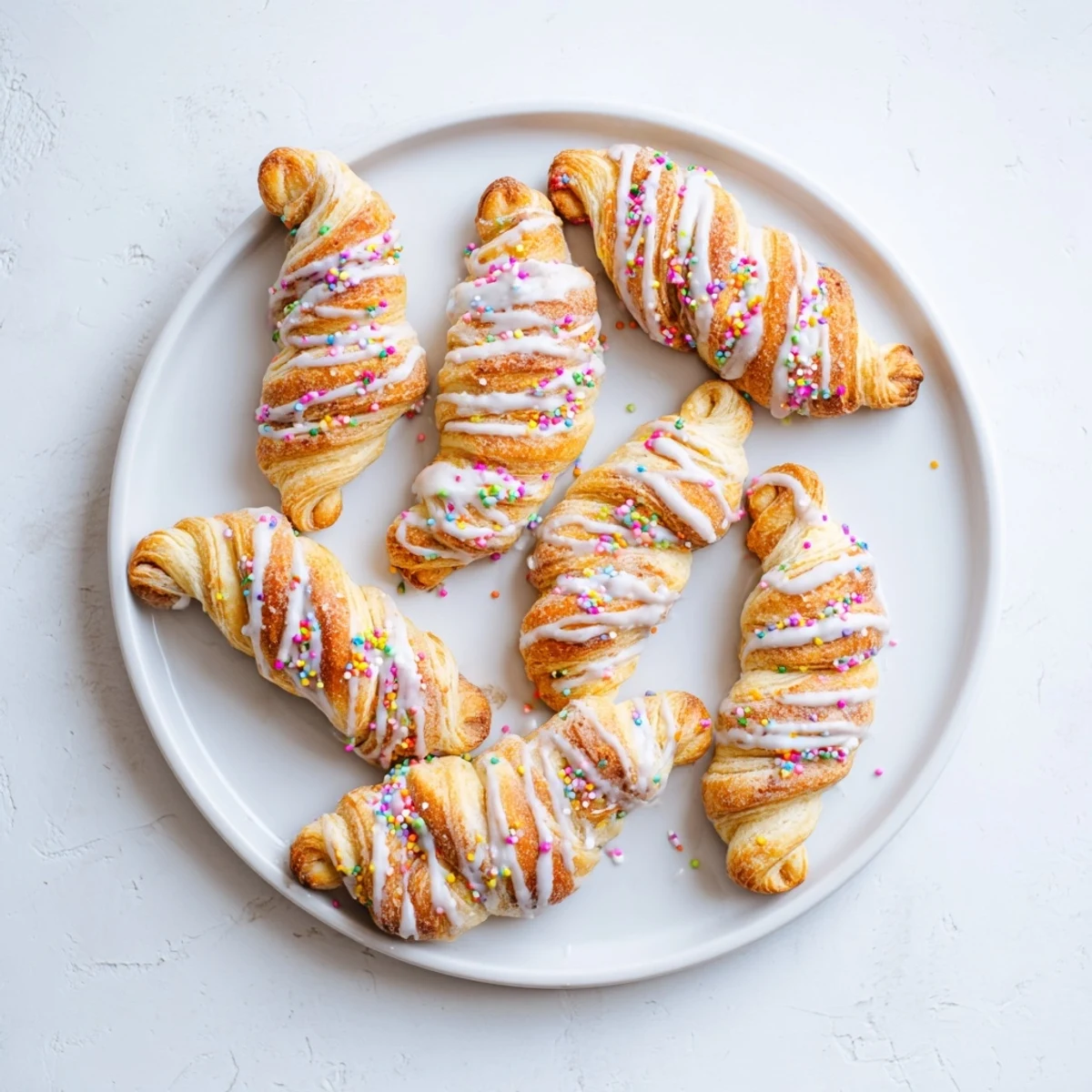 Warm Easter Bunny Twists arranged on wooden board with sweet glaze and pastel decorations
