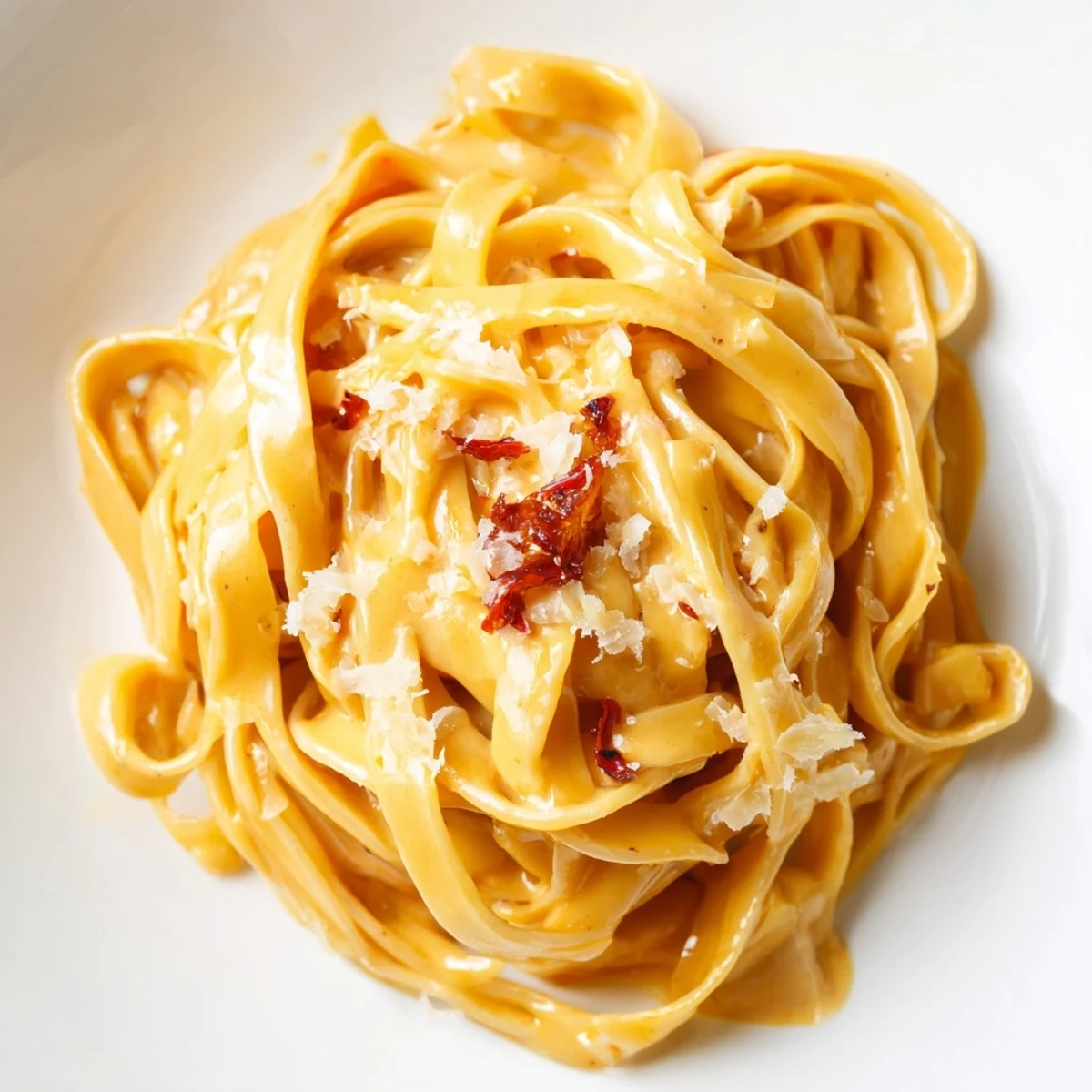 Golden caramelized onions coat Sweet Heat Caramelized Onion Fettuccine in a rich, creamy sauce