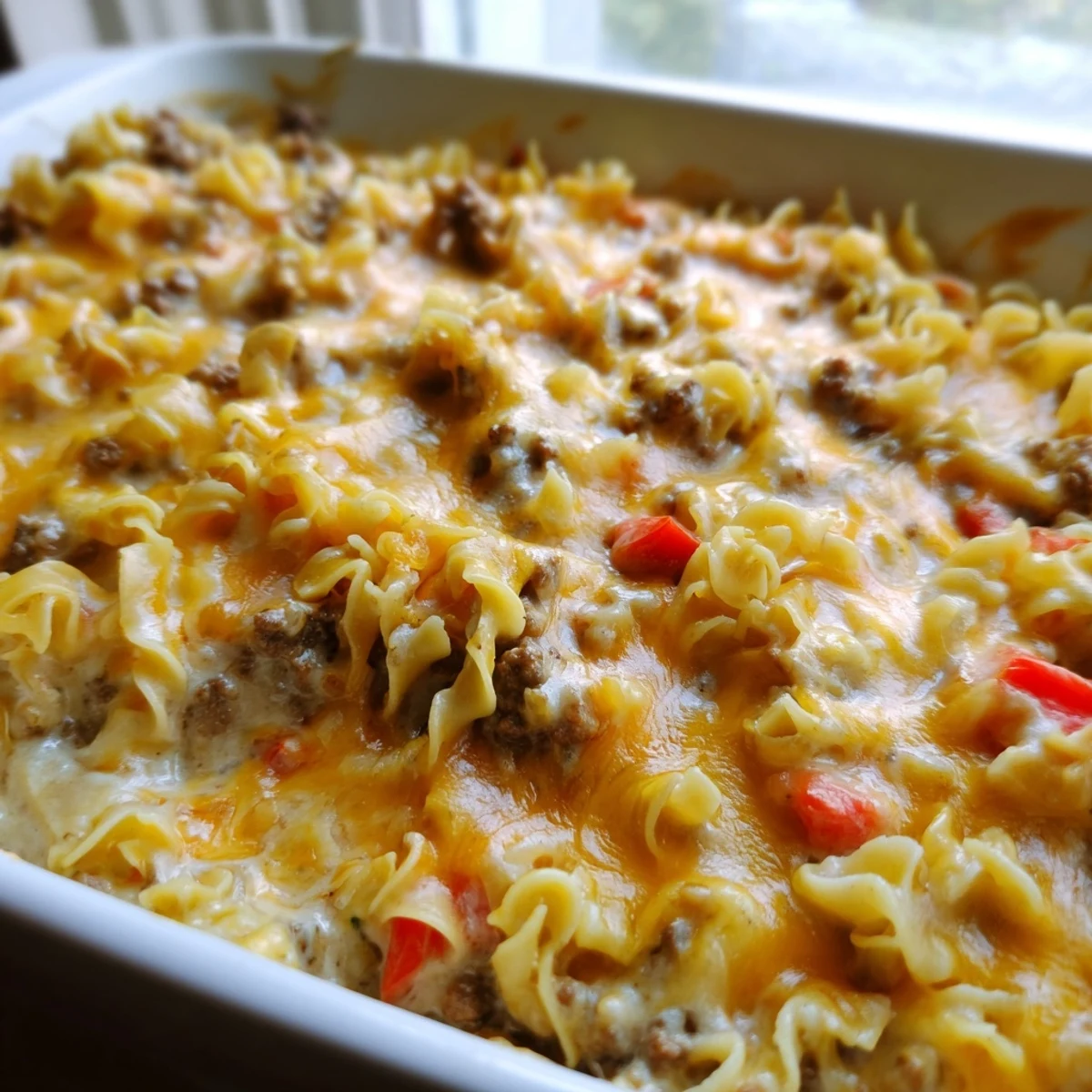 Cheesy Beef And Noodle Casserole