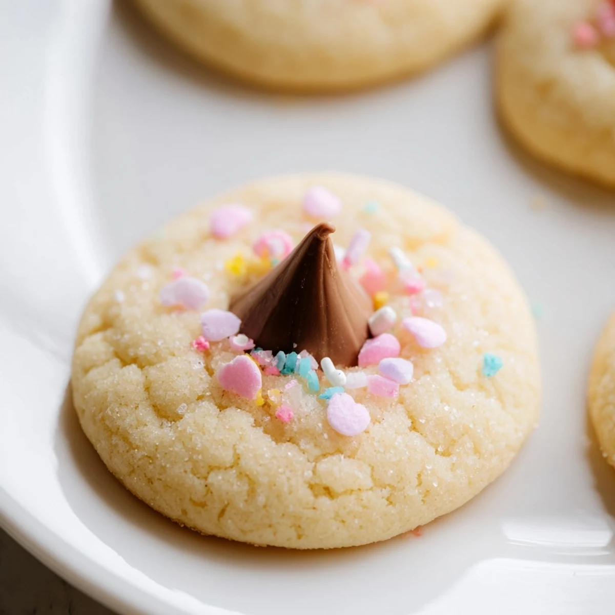 Golden buttery Easter Blossom Cookies with melty chocolate centers and festive spring-colored sugar coating.