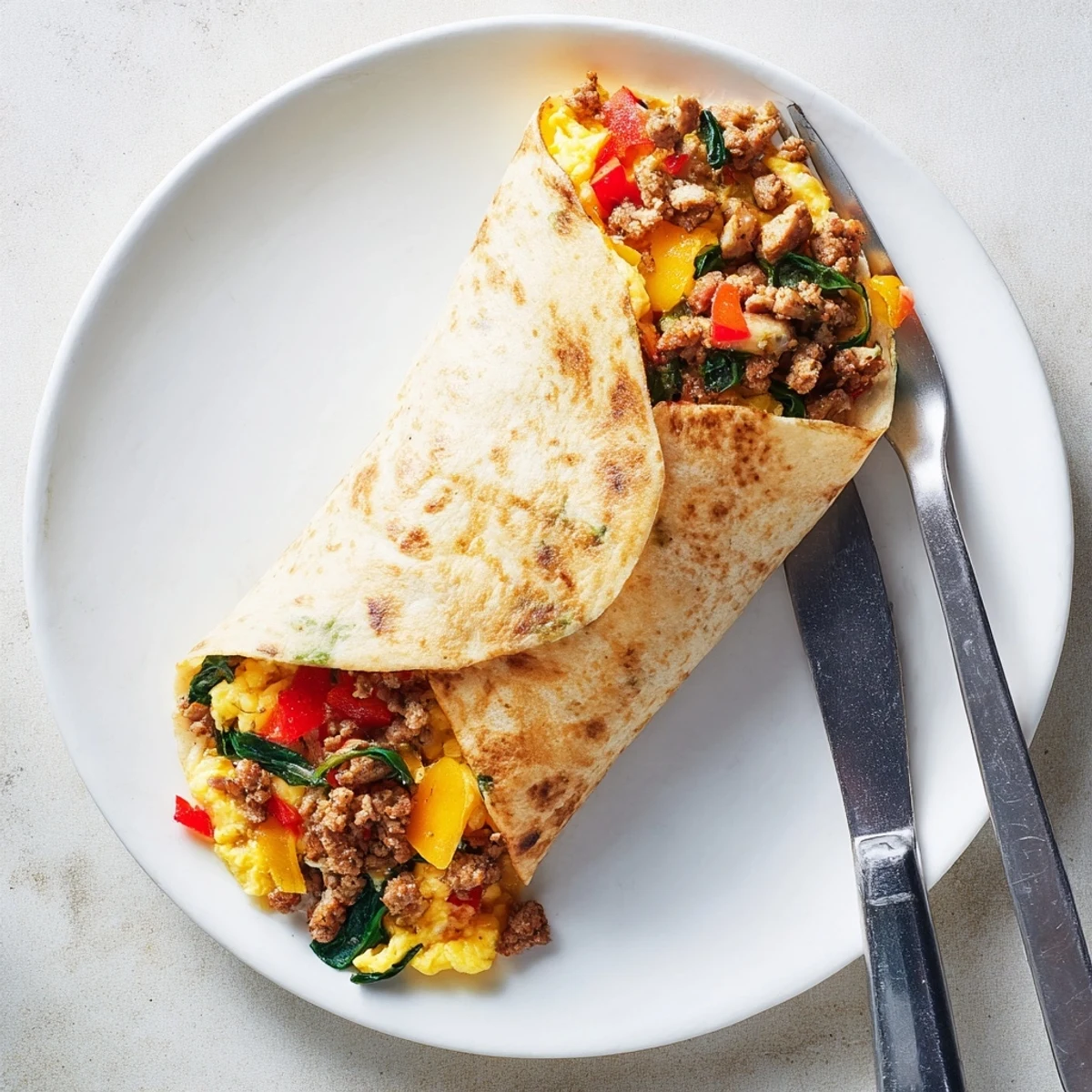 Warm freezer breakfast burritos filled with cheesy eggs and veggies ready to grab
