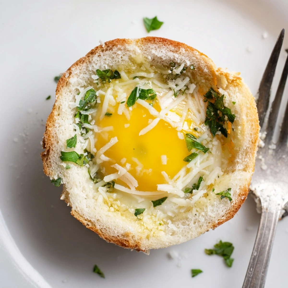 Serve Lazy Garlic Bread Egg Cups beside fresh fruit and crisp salad
