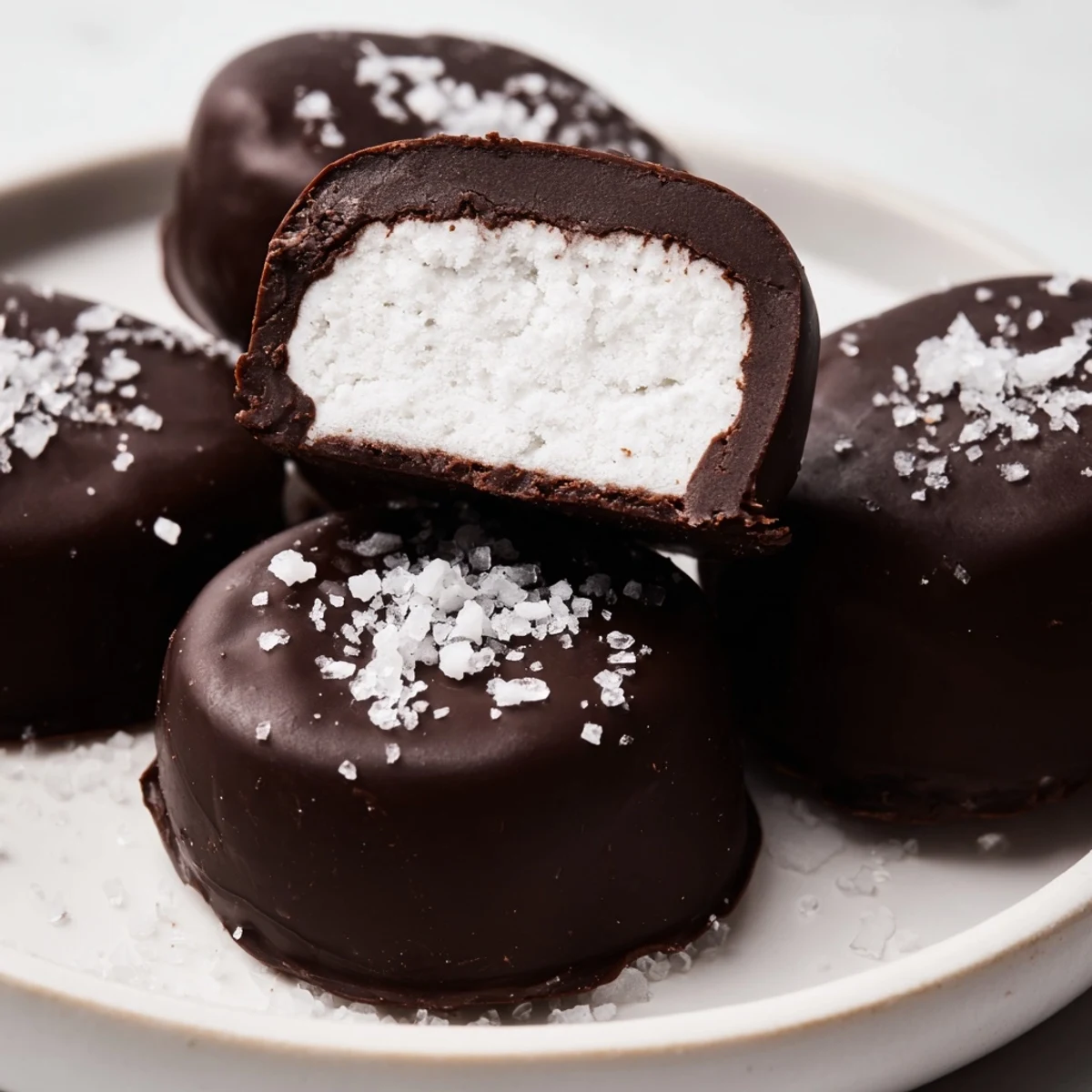 Chilled Peppermint Patties sprinkled with crushed candy, perfect after-dinner treats