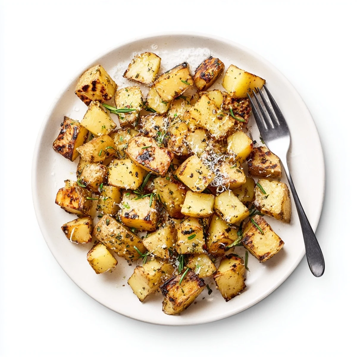 Delicious grilled potatoes in foil packets seasoned with parsley thyme and olive oil