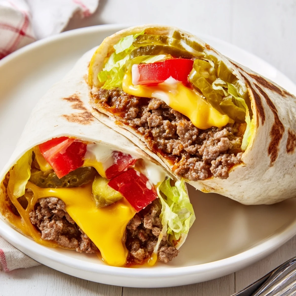 Weeknight Cheeseburger Wrap Recipe wrapped tightly, perfect with fries or salad.