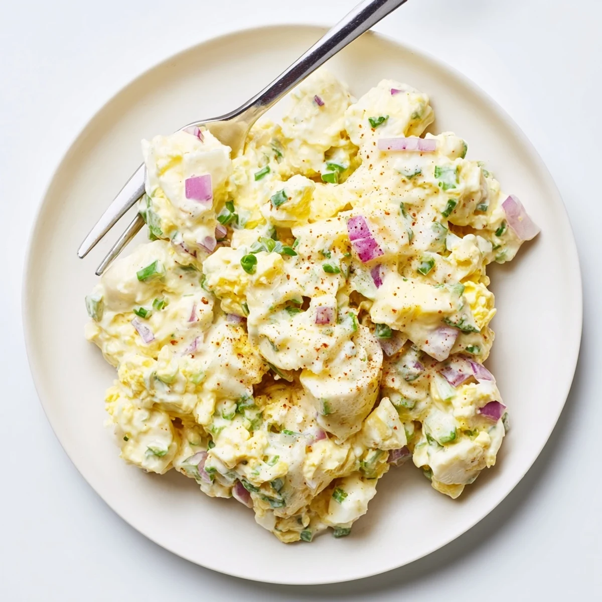 Chilled Classic Egg Salad Recipe in a bowl, bright lemon and chive notes