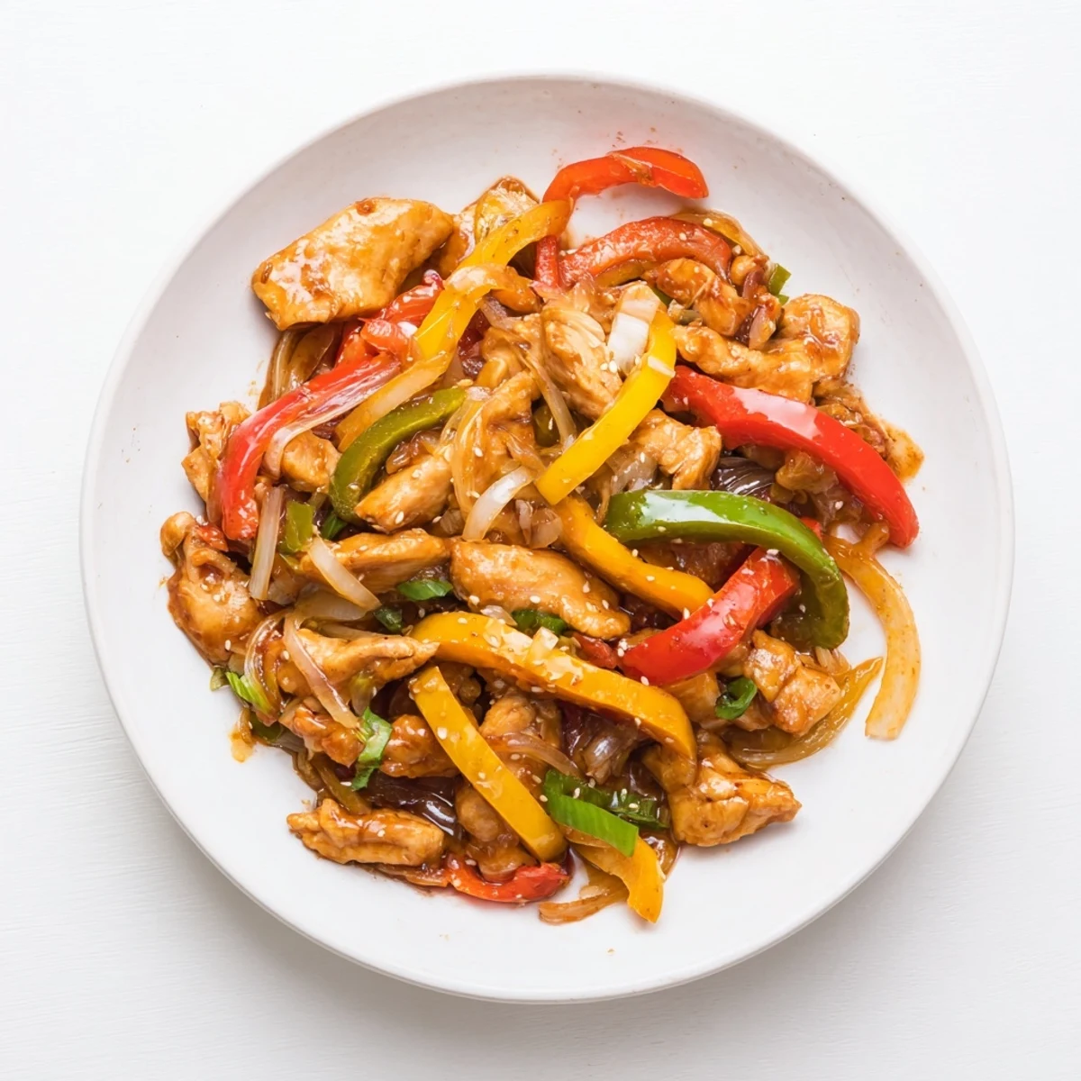 Tender chicken and crisp peppers in Quick Pepper Chicken Stir Fry, savory