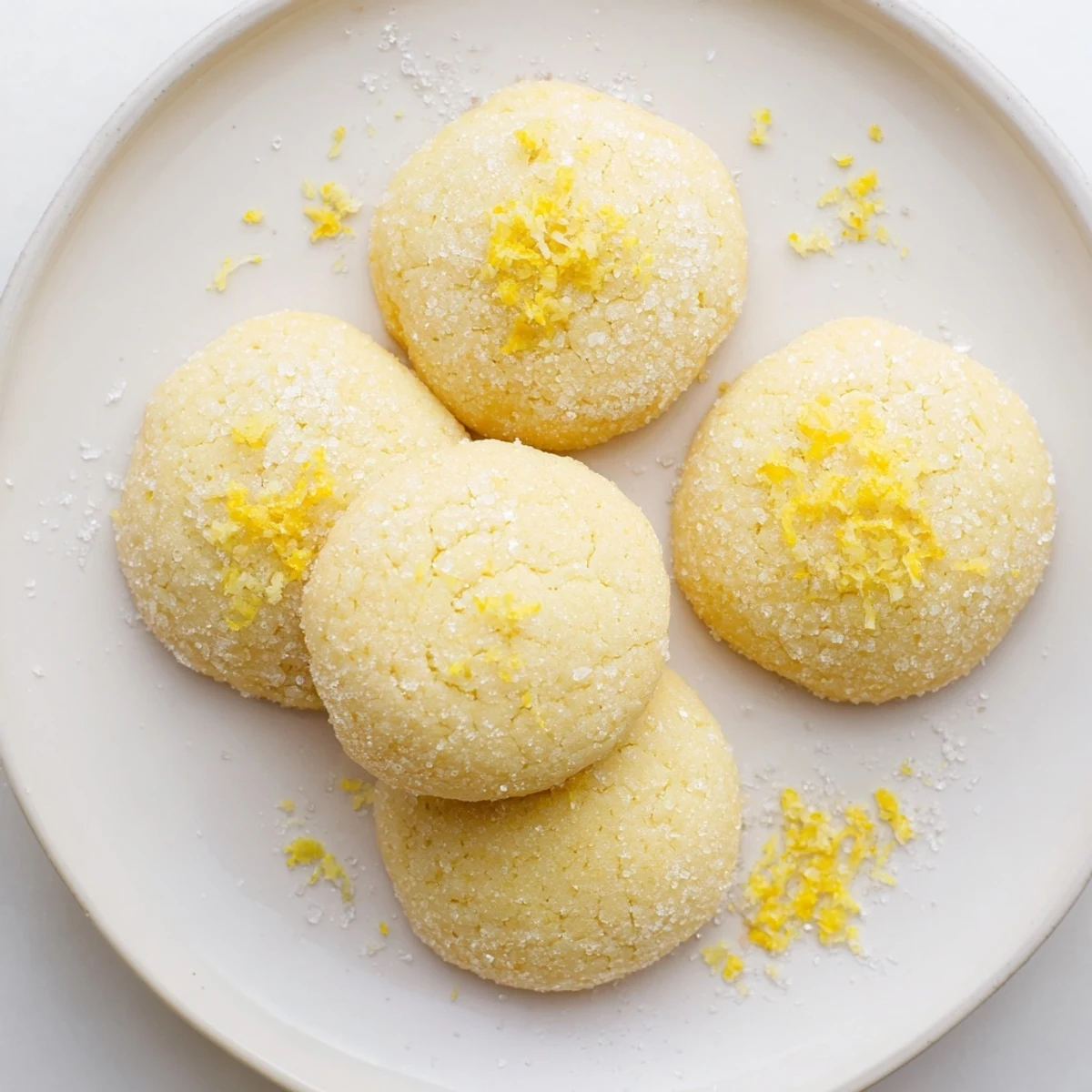 Warm Soft Chewy Lemon Cookies rolled in sugar, bright citrus aroma