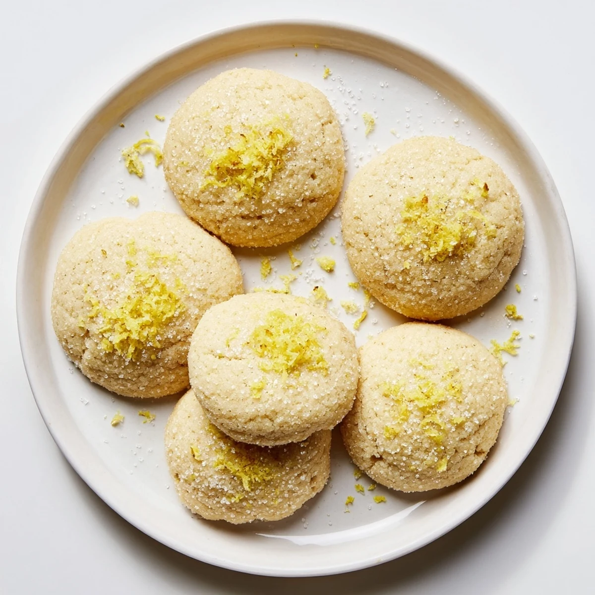 Plate of Soft Chewy Lemon Cookies beside Earl Grey tea, soft centers