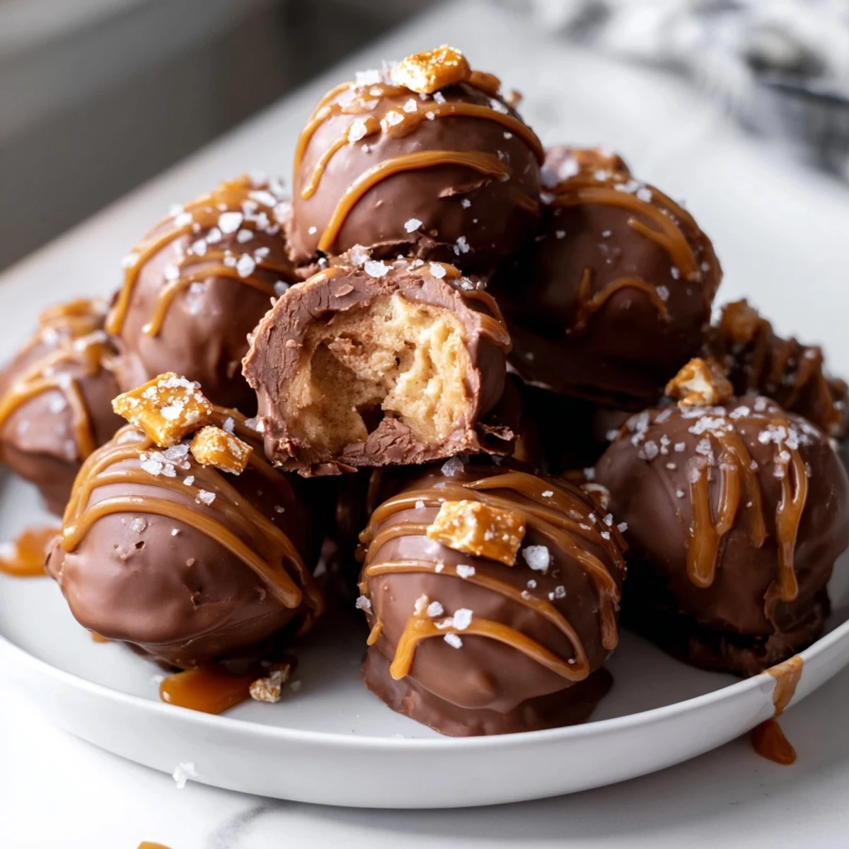 Salted Caramel Pretzel Cheesecake Balls