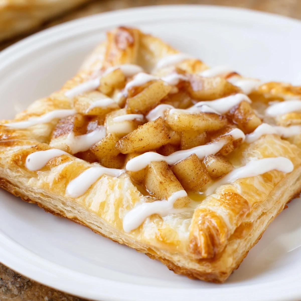 Golden apple cheese danishes with spiced fruit and creamy filling on parchment paper